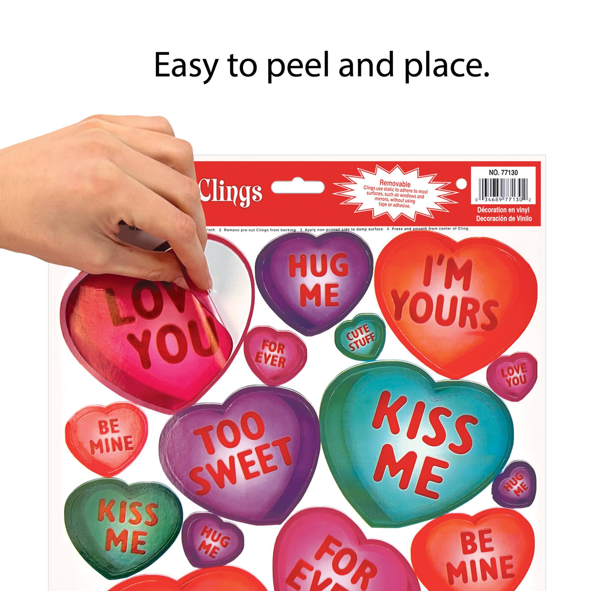 Beistle Candy Heart Clings, 3ct.